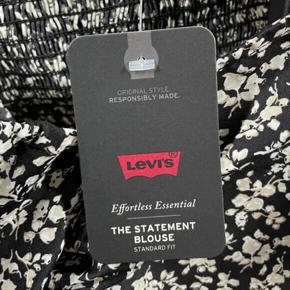 NEW Levis Floral Statement Crop Top Shirt Womens Medium black western - Picture 5 of 10